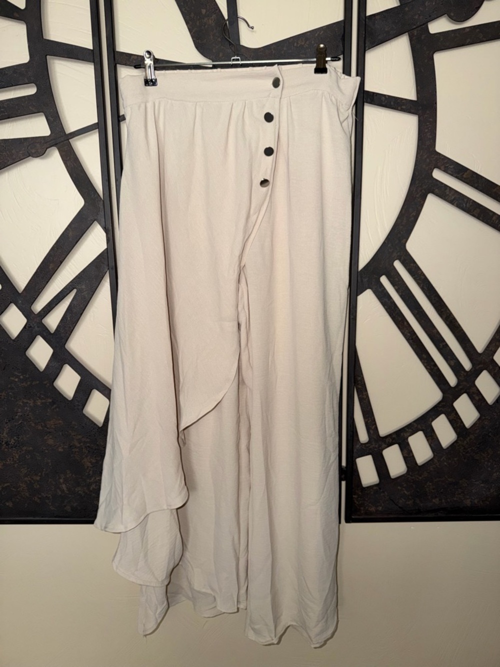 Women's Cream Asymmetric Button-Front Skirt